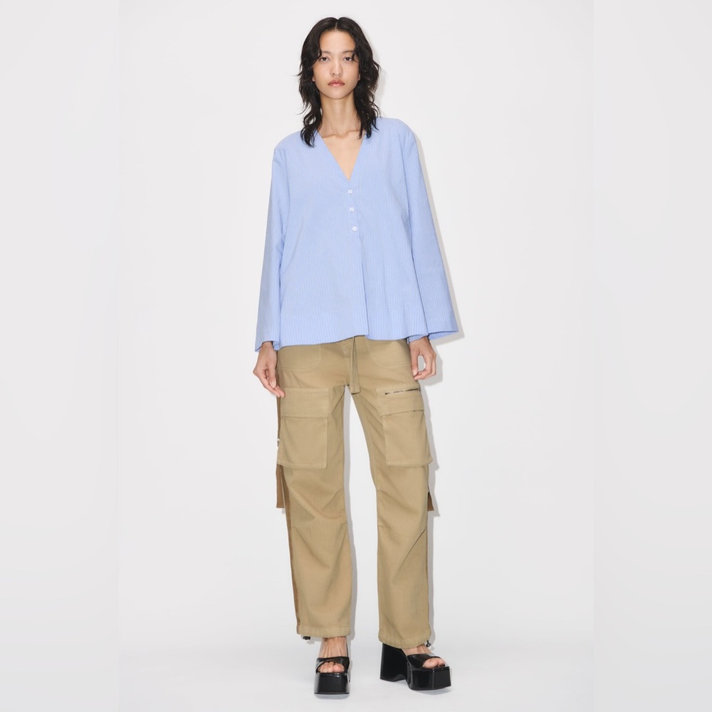 NWT Zara Striped Vent Poplin Blouse - Size Small